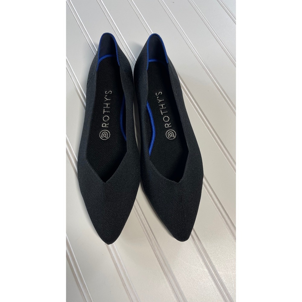 Rothys The Point II Pointed Toe Flat Black Womens Size 9 Sustainable Shoes - Picture 5 of 8